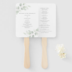 Eucalyptus Greenery Wedding Program  Hand Fan