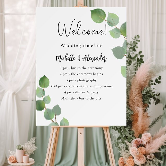 Eucalyptus greenery wedding program timeline foam board (Creator Uploaded)