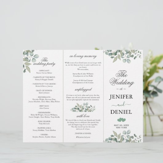 Eucalyptus Greenery Wedding Programme (Standing Front)