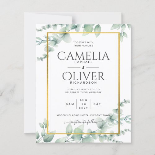 Eucalyptus Greenery Wedding QR CODE Modern Budget