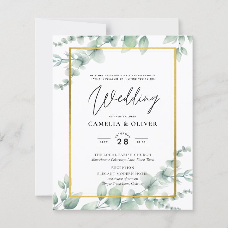 Eucalyptus Greenery Wedding Qr Code Modern Budget Zazzle 