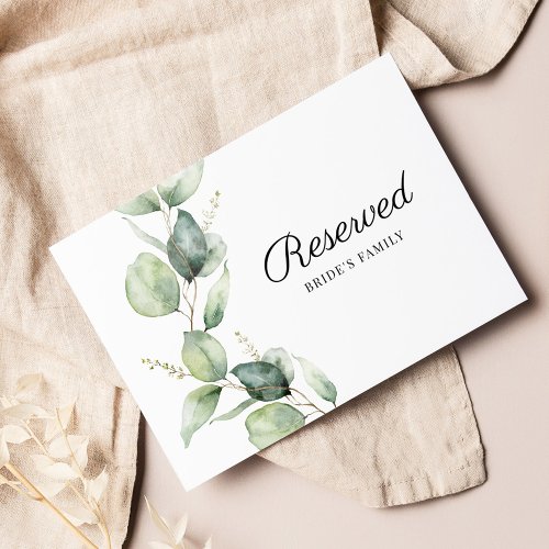 Eucalyptus Greenery Wedding Reserved Card