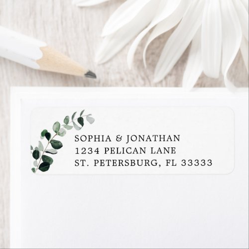 Eucalyptus Greenery Wedding Return Address Label