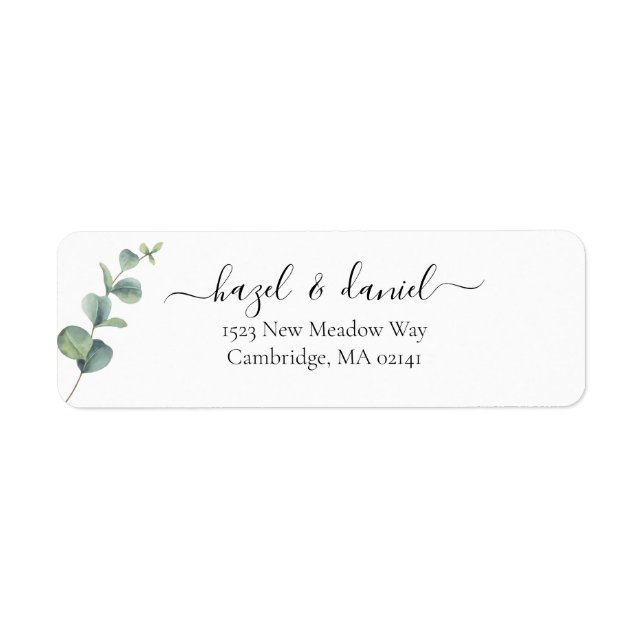 Eucalyptus Greenery Wedding Return Address  Label (Front)