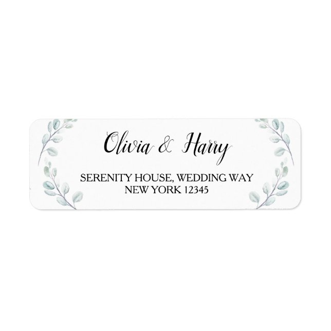 Eucalyptus Greenery Wedding Return Address Labels (Front)