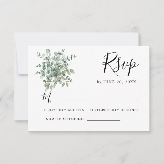 Eucalyptus Greenery Wedding RSVP (Front)