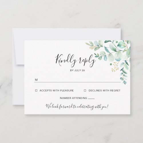 Eucalyptus Greenery Wedding Rsvp Card