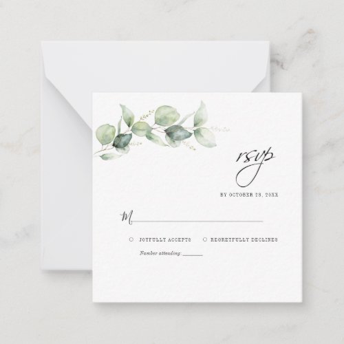 Eucalyptus Greenery Wedding RSVP Note Card