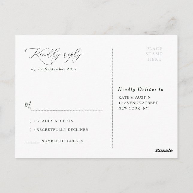Eucalyptus greenery wedding RSVP Postcard (Back)