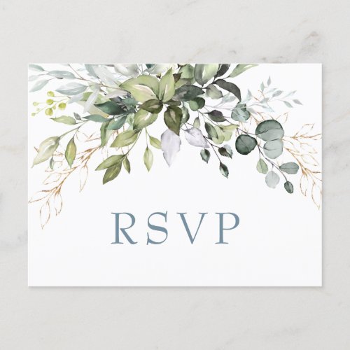 Eucalyptus Greenery Wedding RSVP with Meal Choice Postcard