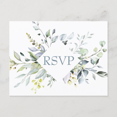 Eucalyptus Greenery Wedding RSVP with Meal Choice Postcard