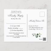 Eucalyptus Greenery Wedding RSVP with Meal Choice Postcard (Back)