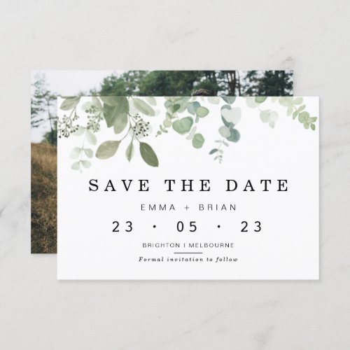 Eucalyptus Greenery Wedding Save The Date Card