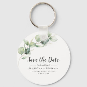 Eucalyptus Greenery Wedding Save the Date Keychain