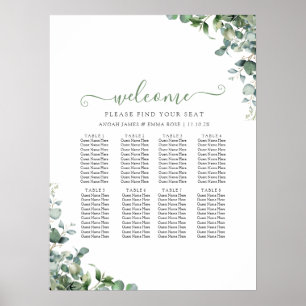Eucalyptus Greenery Wedding Seating Chart