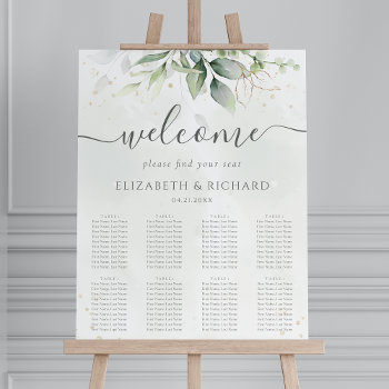 Eucalyptus Greenery Wedding Seating Chart by sweetbirdiestudio at Zazzle