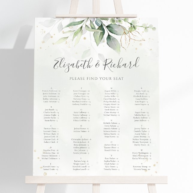 Eucalyptus Greenery Wedding Seating Chart (Creator Uploaded)