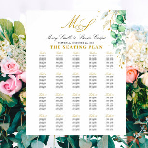 Eucalyptus Greenery Wedding Seating Chart Foam Board