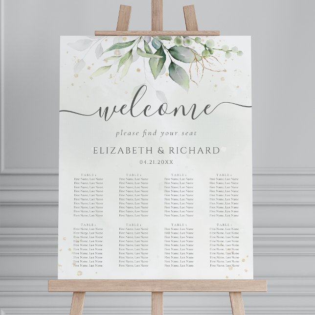 Eucalyptus Greenery Wedding Seating Chart Foam Board (Creator Uploaded)