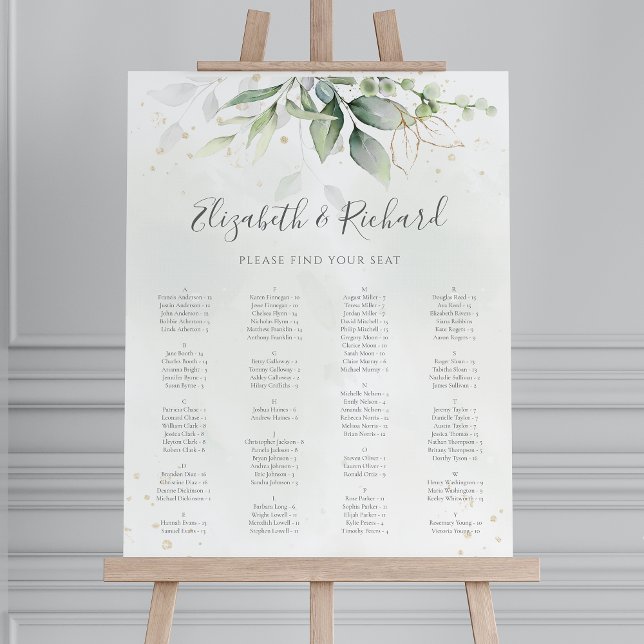 Eucalyptus Greenery Wedding Seating Chart Foam Board (Creator Uploaded)