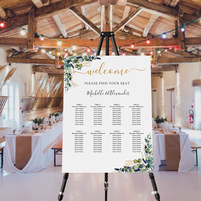 Eucalyptus greenery wedding seating chart foam board (Creator Uploaded)