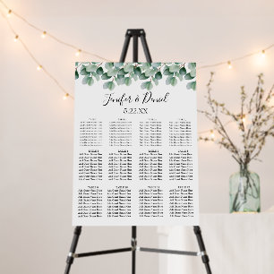 Eucalyptus Greenery Wedding Seating Chart Foam Board