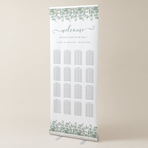 Eucalyptus Greenery Wedding Seating Chart Retractable Banner