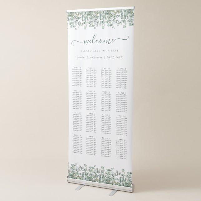 Eucalyptus Greenery Wedding Seating Chart Retractable Banner (3/4)