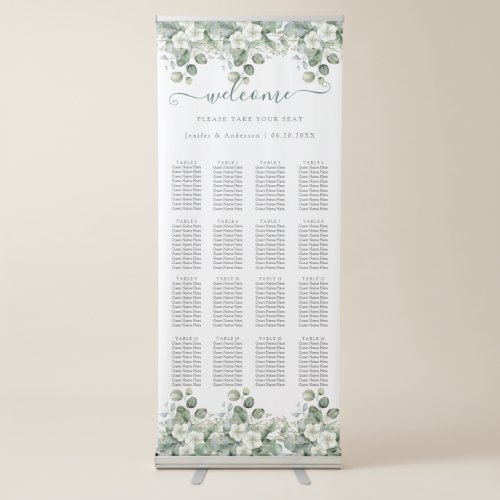 Eucalyptus Greenery Wedding Seating Chart Retractable Banner