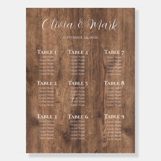 Eucalyptus Greenery Wedding Seating Chart | Rustic Foam Board (Front)