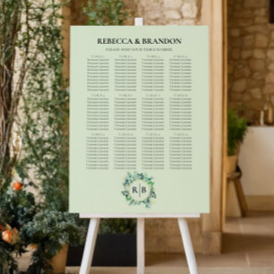 Eucalyptus Greenery Wedding Seating Chart Sign, Foam Board