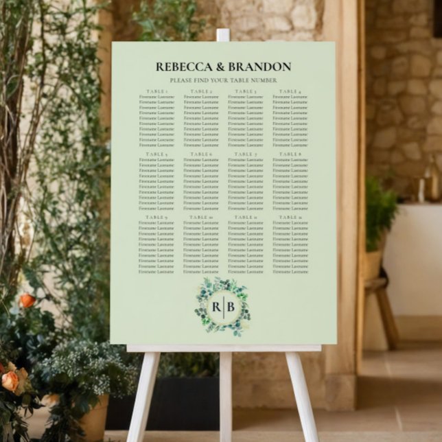 Eucalyptus Greenery Wedding Seating Chart Sign, Foam Board (Creator Uploaded)
