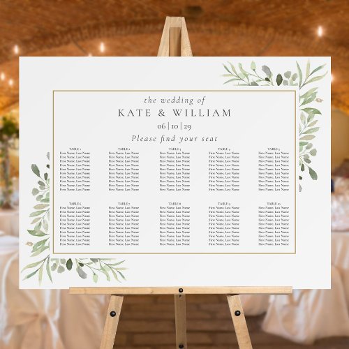 Eucalyptus Greenery Wedding Seating Plan Chart Foam Board