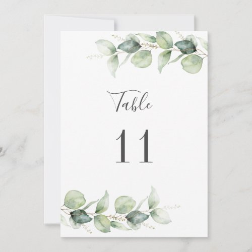 Eucalyptus Greenery Wedding Seating Table Number