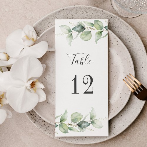Eucalyptus Greenery Wedding Seating Table Number