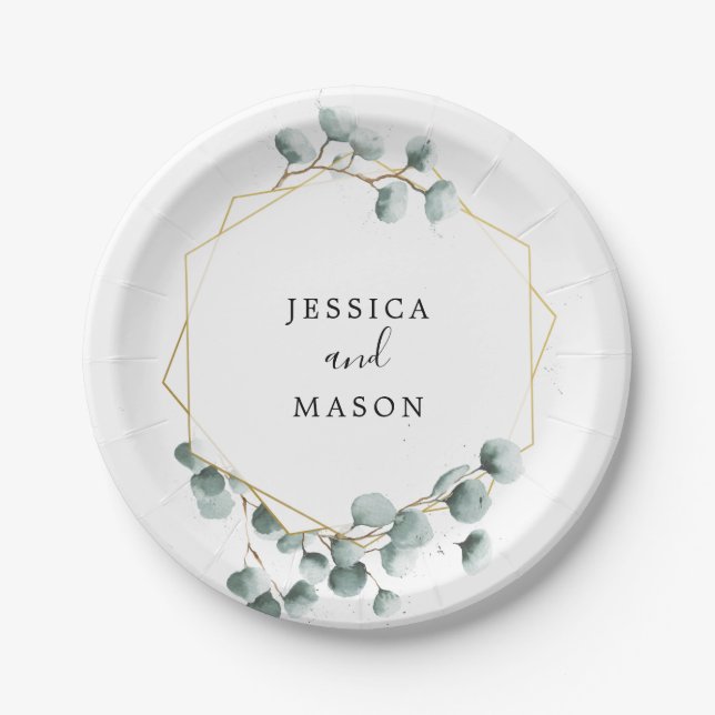 Eucalyptus Greenery Wedding Shower Paper Plate (Front)