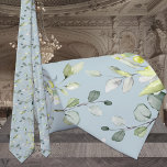 Eucalyptus Greenery Wedding Sky Blue Neck Tie<br><div class="desc">A simple yet elegant wedding neck tie featuring watercolor-painted sage green eucalyptus against a solid sky blue background.</div>