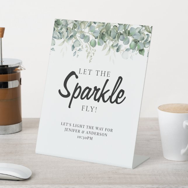 Eucalyptus Greenery Wedding sparkler sign (In SItu)