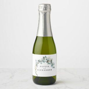 Eucalyptus Greenery Wedding Sparkling Wine Label