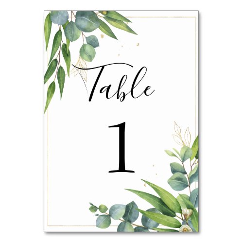 Eucalyptus Greenery Wedding Table Number