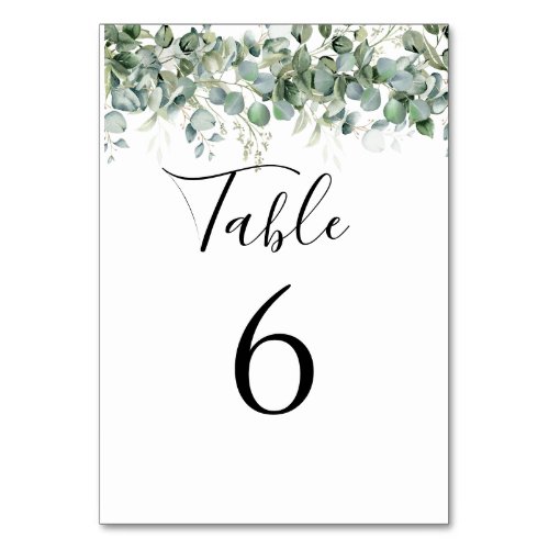 Eucalyptus Greenery Wedding Table Number