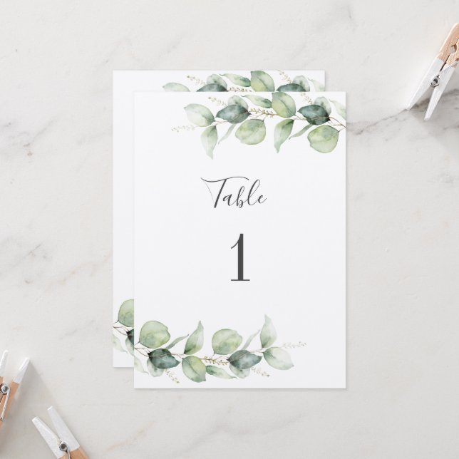 Eucalyptus Greenery Wedding Table Number 1 Seating (Front/Back In Situ)