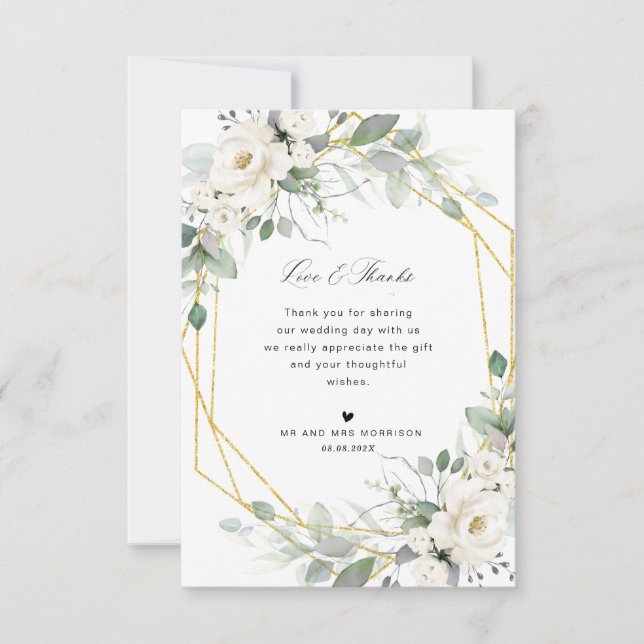 eucalyptus greenery wedding thank you card (Front)