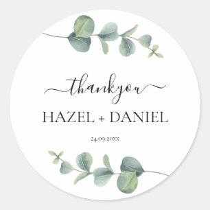 Eucalyptus Greenery Wedding Thank You Classic Round Sticker