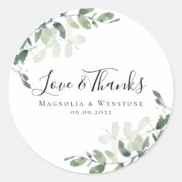 Eucalyptus Greenery Wedding Thank You Classic Round Sticker