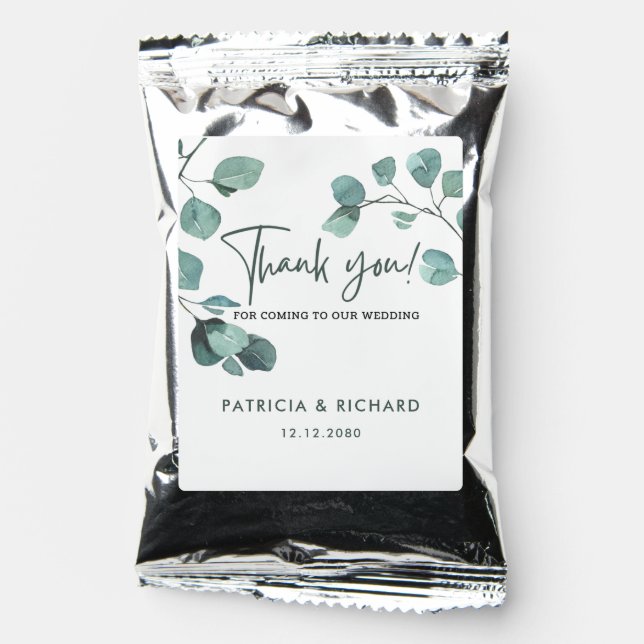 Eucalyptus Greenery Wedding Thank You  Coffee Drink Mix (Front)