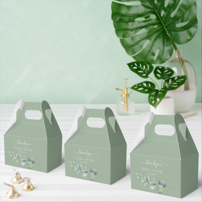 Eucalyptus Greenery Wedding Thank You Favor Boxes (Multiple)