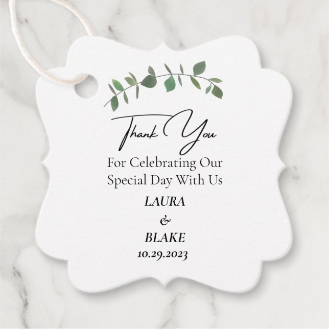 Eucalyptus Greenery Wedding Thank You Favor Tag (Front)
