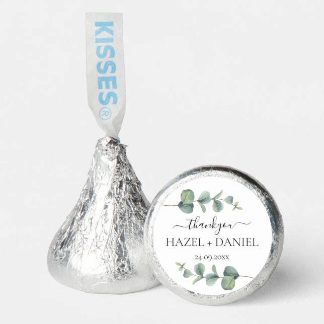 Eucalyptus Greenery Wedding Thank You Hershey®'s Kisses® (Front)