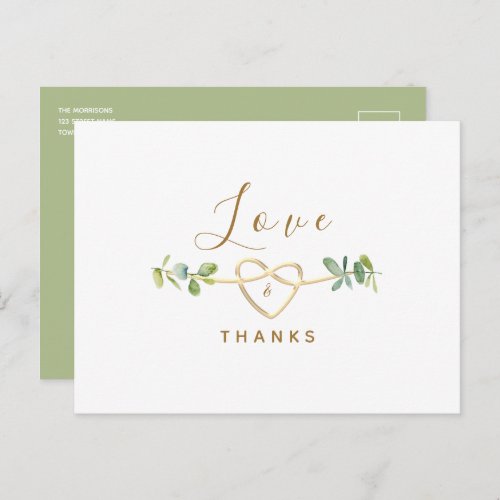 Eucalyptus Greenery Wedding Thank You Postcard